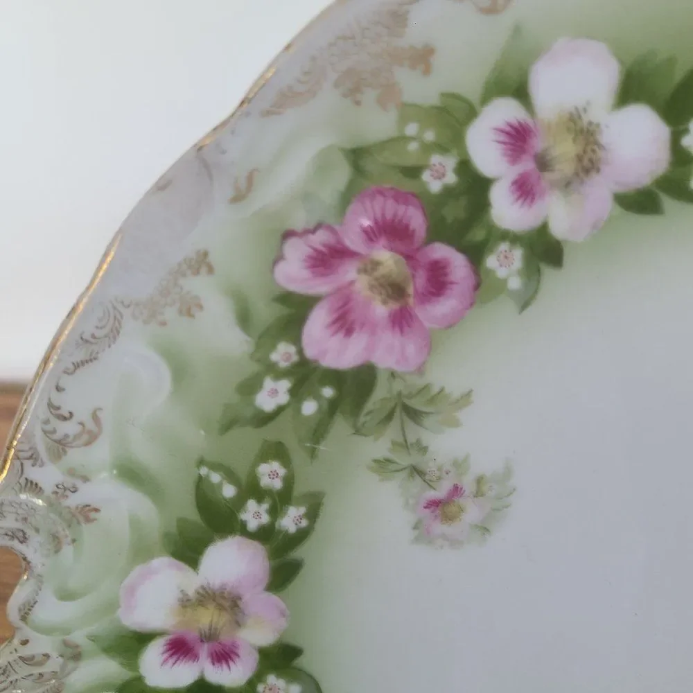 Antique Rosenthal Iris Bavaria Porcelain China Floral Serving Plate R.C. Crown